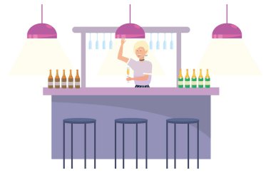 Bir bar tasarımı izole Oda