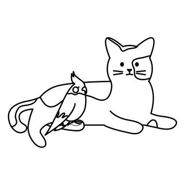 sevimli kedi ve kuş Maskotlar adorables karakterler