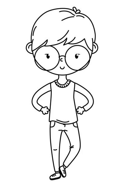 Genç çocuk karikatür tasarım vector Illustrator — Stok Vektör