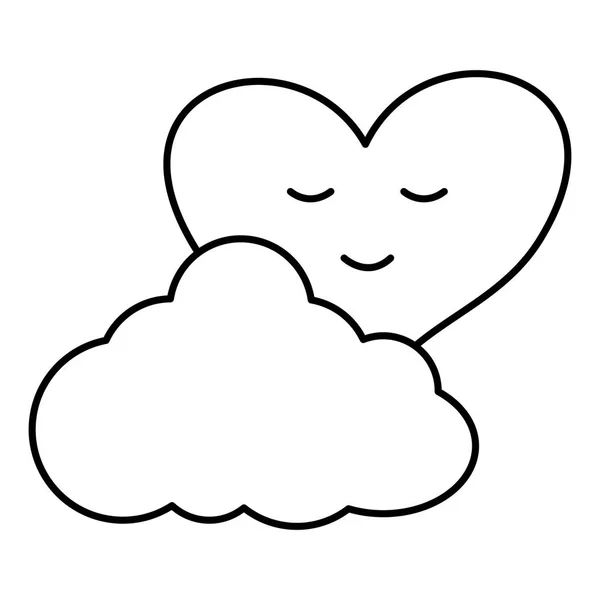Сердце любить Кавайи с облаком — стоковый вектор