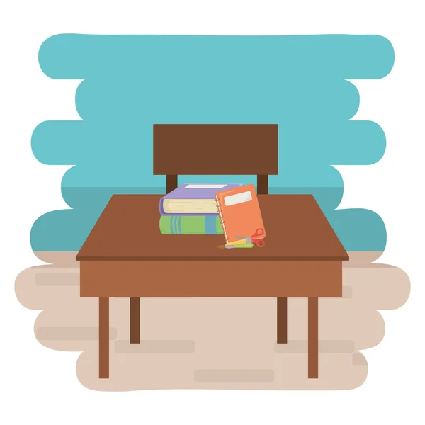 Projekt biurka i materiałów szkolnych — Wektor stockowy