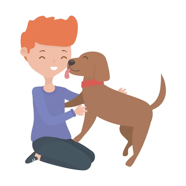 Junge mit Hund Cartoon-Design — Stockvektor