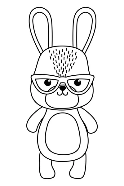 メガネデザインのウサギ漫画 — ストックベクタ