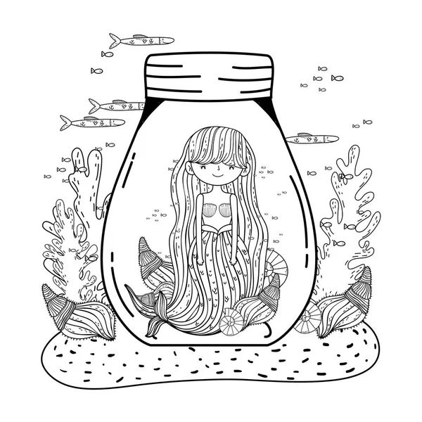 Deniz yosunu fairytale karakter ile güzel deniz kızı — Stok Vektör