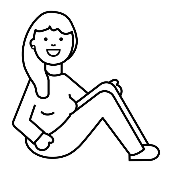 Šťastná mladá žena sedící postava — Stockový vektor