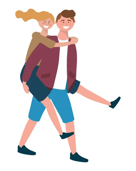 Tourist boy and girl with bag design — Stock Vector