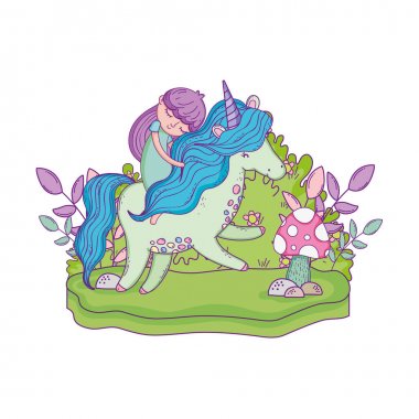 manzara Prenses ile güzel küçük Unicorn