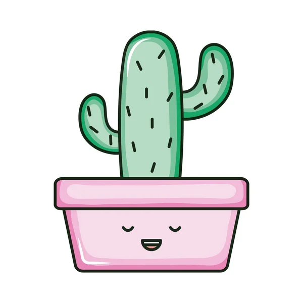 Cactu plante en pot kawaii caractère — Image vectorielle