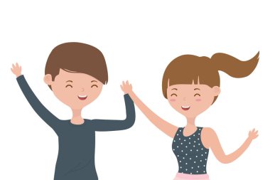 Genç çocuk ve kız karikatür tasarım