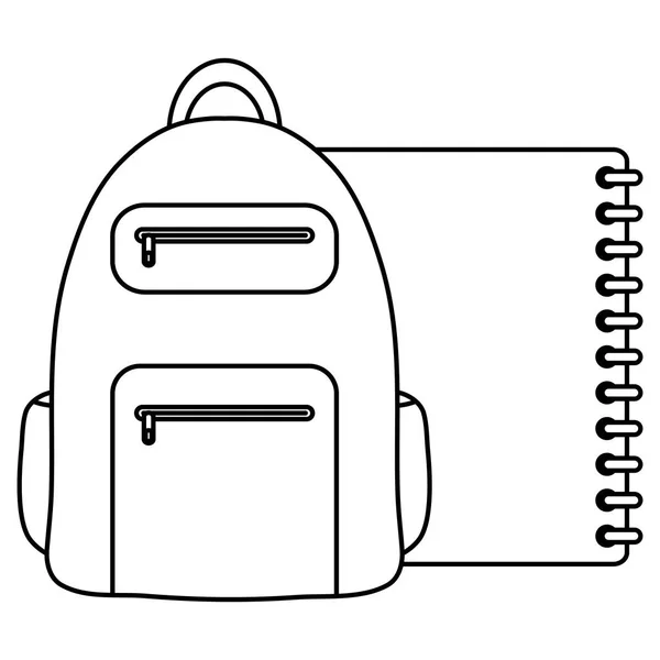 Text book school with schoolbag — Stock Vector