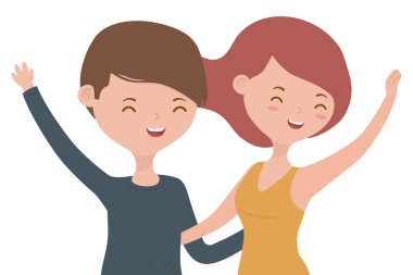 Genç çocuk ve kız karikatür tasarım