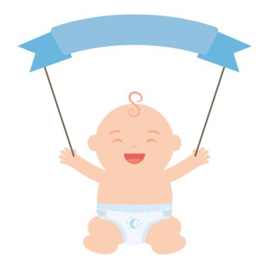 Şerit çerçevesi ile sevimli küçük bebek çocuk