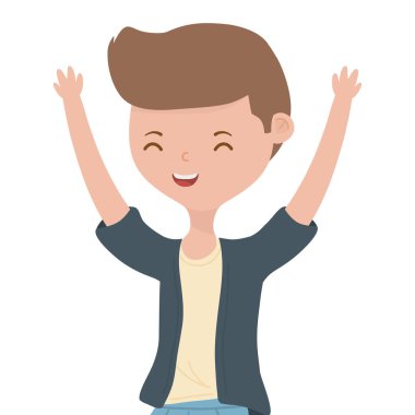 Genç çocuk karikatür tasarım vector Illustrator