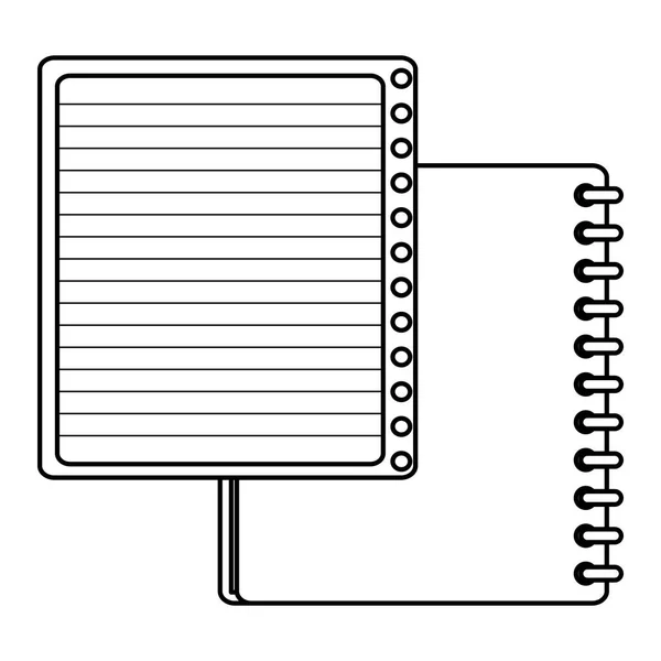 Caderno de material escolar com folha — Vetor de Stock