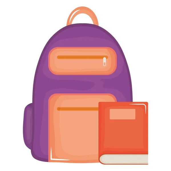 Libro di testo scuola con schoolbag — Vettoriale Stock