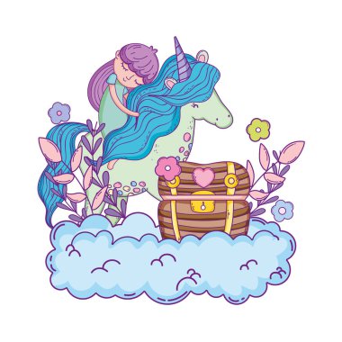 bulutlarküçük tek boynuzlu at ve prenses