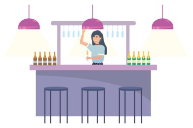 Bir bar tasarımı izole Oda