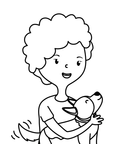 Chica con diseño de dibujos animados para perros — Vector de stock