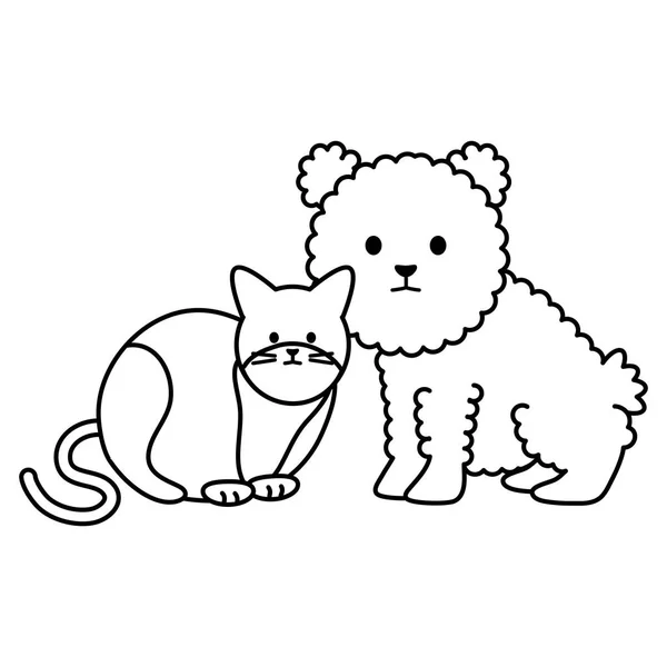Sevimli kedi ve köpek Maskotlar adorables karakterler — Stok Vektör
