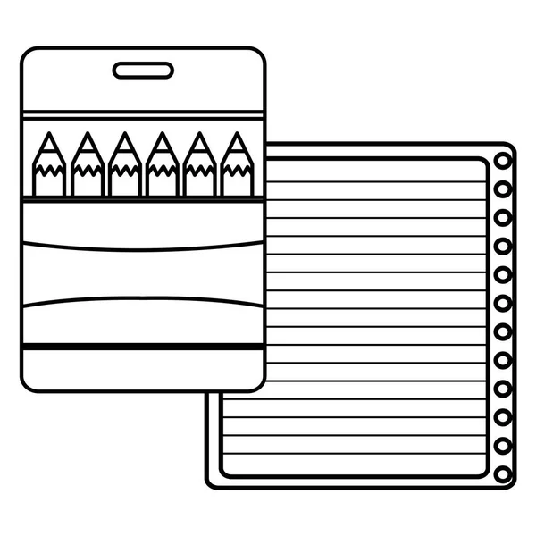 Φύλλο χαρτιού σημειωματάριου με μολύβια χρωμάτων — Διανυσματικό Αρχείο