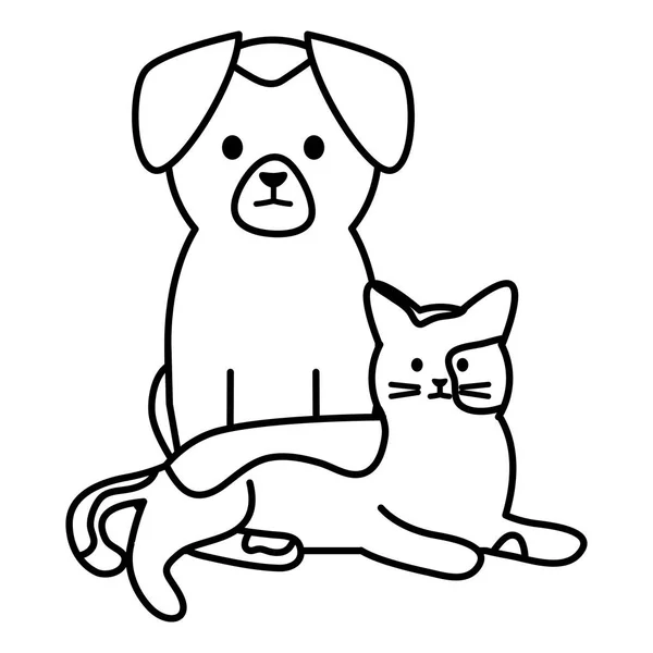 귀여운 고양이와 개 마스코트 사랑스러운 문자 — 스톡 벡터