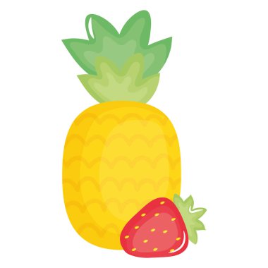 çilek meyve yaz simgeleri ile taze ananas