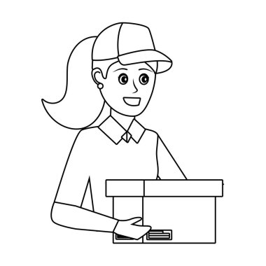 teslimat servis işçisi kadın karikatür