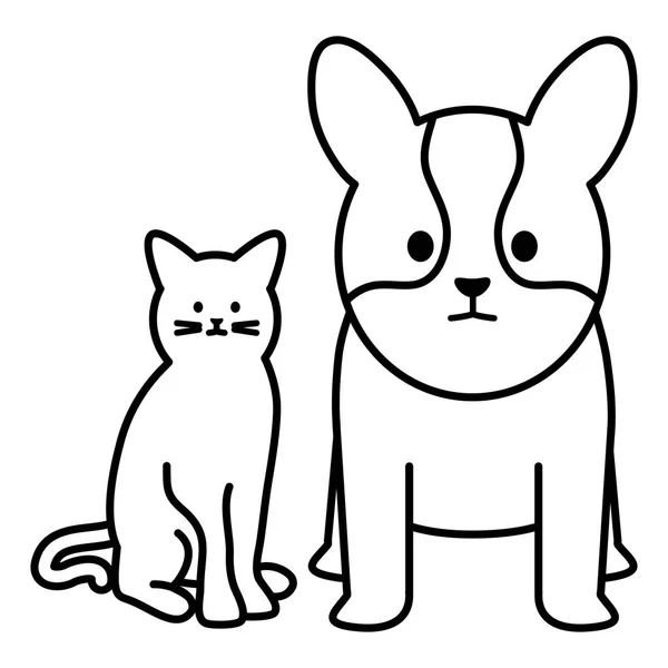 Roztomilá kočka a psí makoty ozdobnosti postavy — Stockový vektor