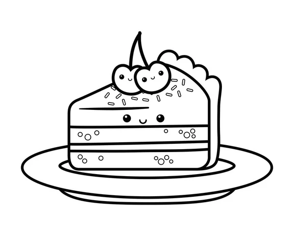 Design de gâteau doux et délicieux — Image vectorielle