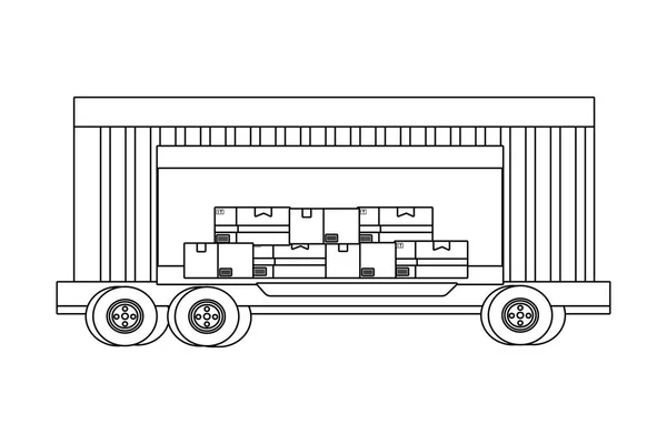 Kartun kontainer kendaraan kargo - Stok Vektor