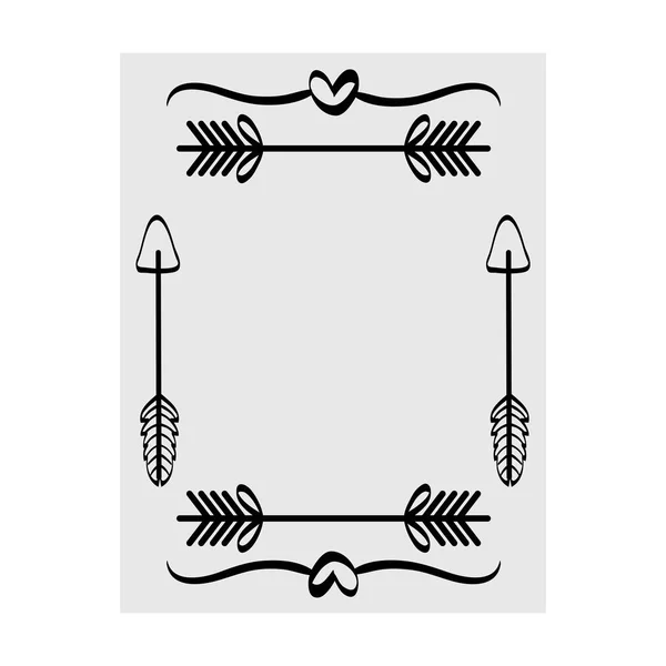Τετράγωνο πλαίσιο με καρδιές διακοσμητικό στυλ Μπόχο — Διανυσματικό Αρχείο