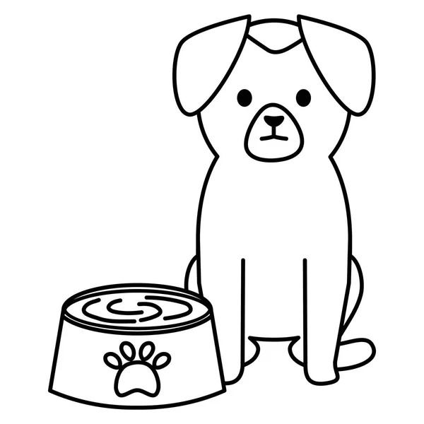 皿の水で愛らしい小さな犬 — ストックベクタ