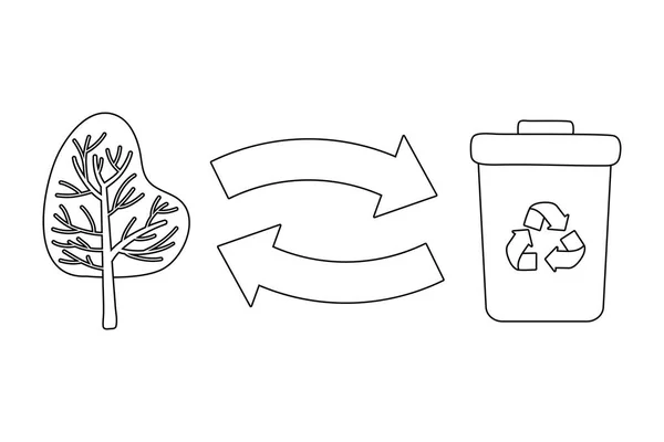 Ізольовані сміття та дизайн дерева — стоковий вектор