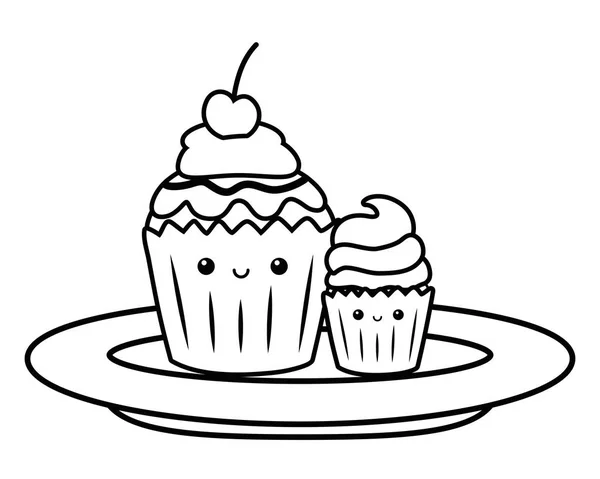 Cupcake postre dibujo animado diseño vector ilustración — Archivo Imágenes Vectoriales