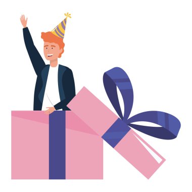 Adam karikatür içinde hediye tasarım