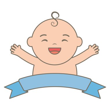 Şerit çerçevesi ile sevimli küçük bebek çocuk