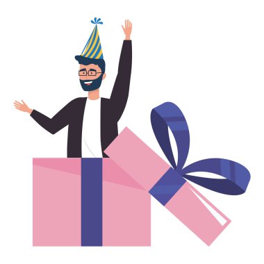 Adam karikatür içinde hediye tasarım