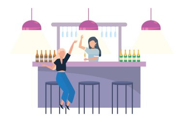 Bir bar tasarımı izole Oda