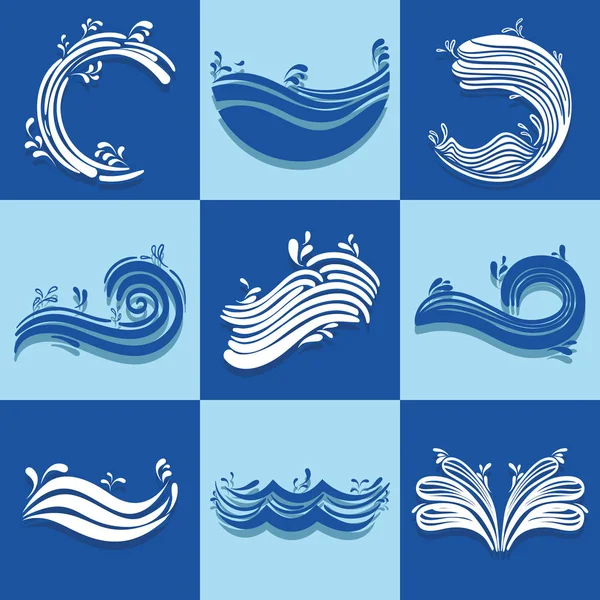 set ocean waves with differes shapes design