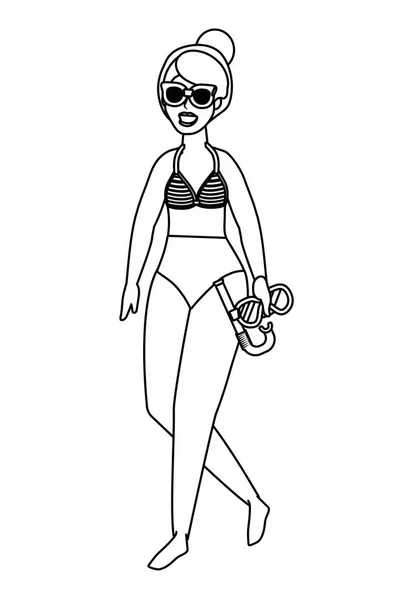 Fille avec conception de maillots de bain d'été — Image vectorielle