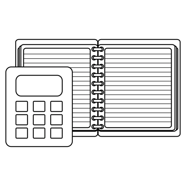 Notebook zaopatrzenie szkoły z kalkulatorem — Wektor stockowy