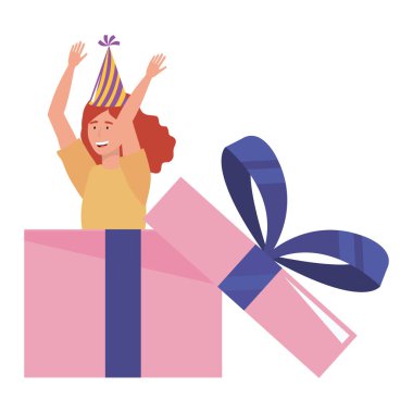 Hediye tasarım içinde parti şapka ile kadın