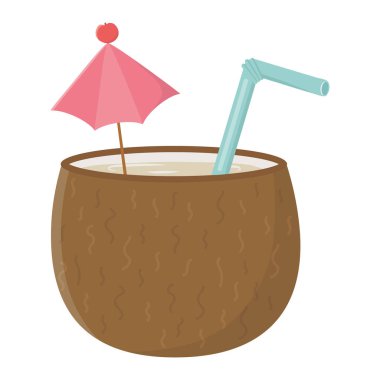 İzole Hindistan cevizi kokteyl tasarım vektör