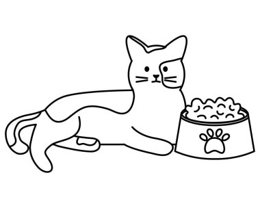 Yemek ile sevimli kedi maskot