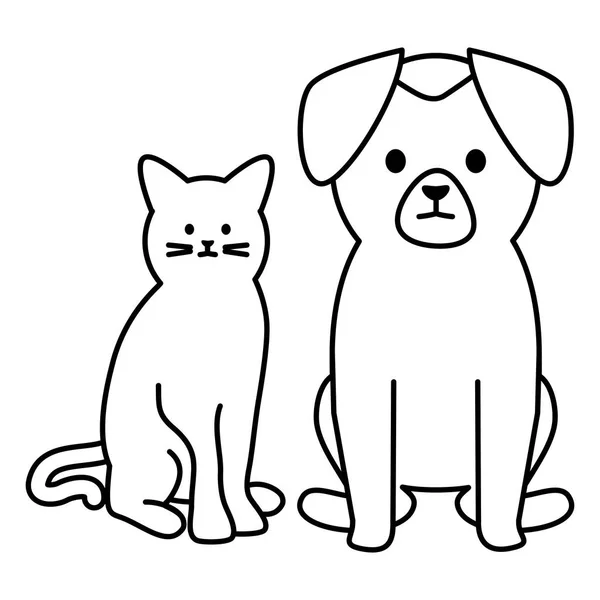 Lindo gato y perro mascotas adorables personajes — Vector de stock