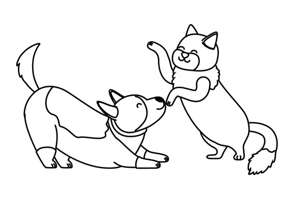 Kat en hond cartoon design — Stockvector