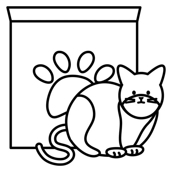 Милый кошачий талисман с пакетом для еды — стоковый вектор