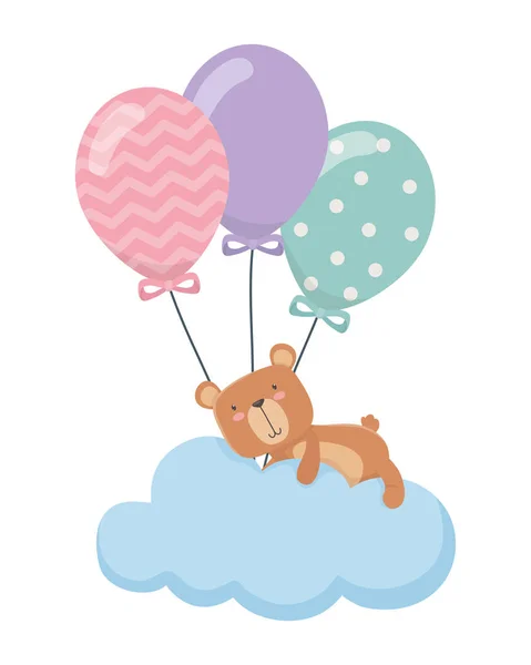 Teddy Ayı karikatür ve balonlar tasarım — Stok Vektör