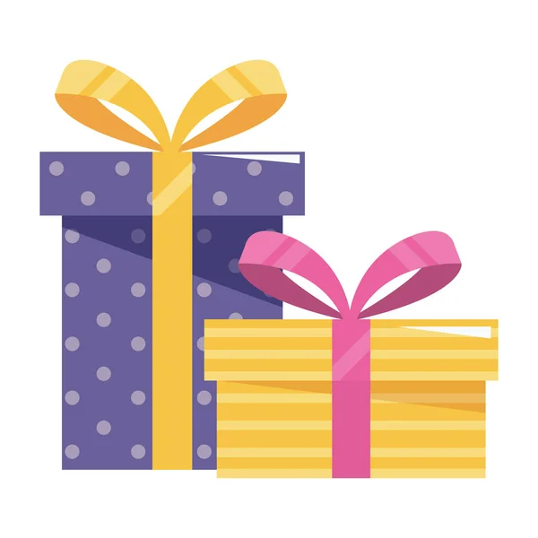 Feliz cumpleaños y diseño de regalos de celebración — Vector de stock