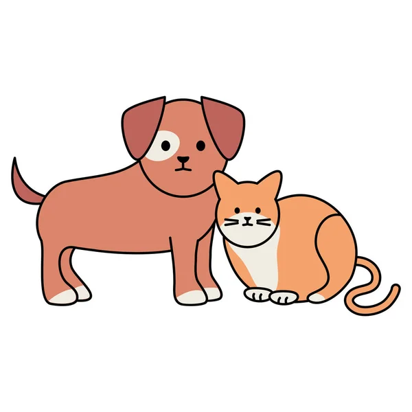 Mignon chat et chien mascottes adorables personnages — Image vectorielle